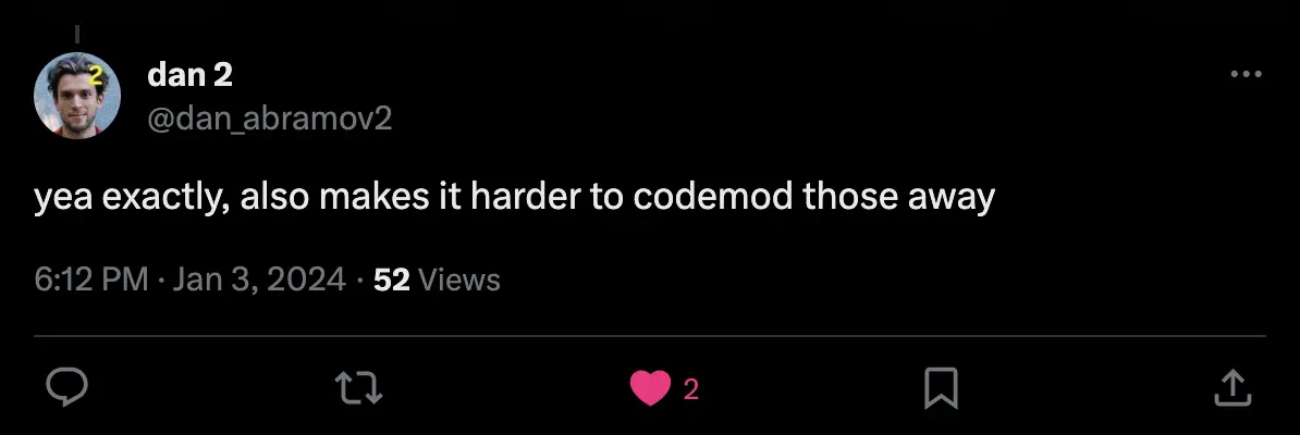 dan provides additional point about codemods