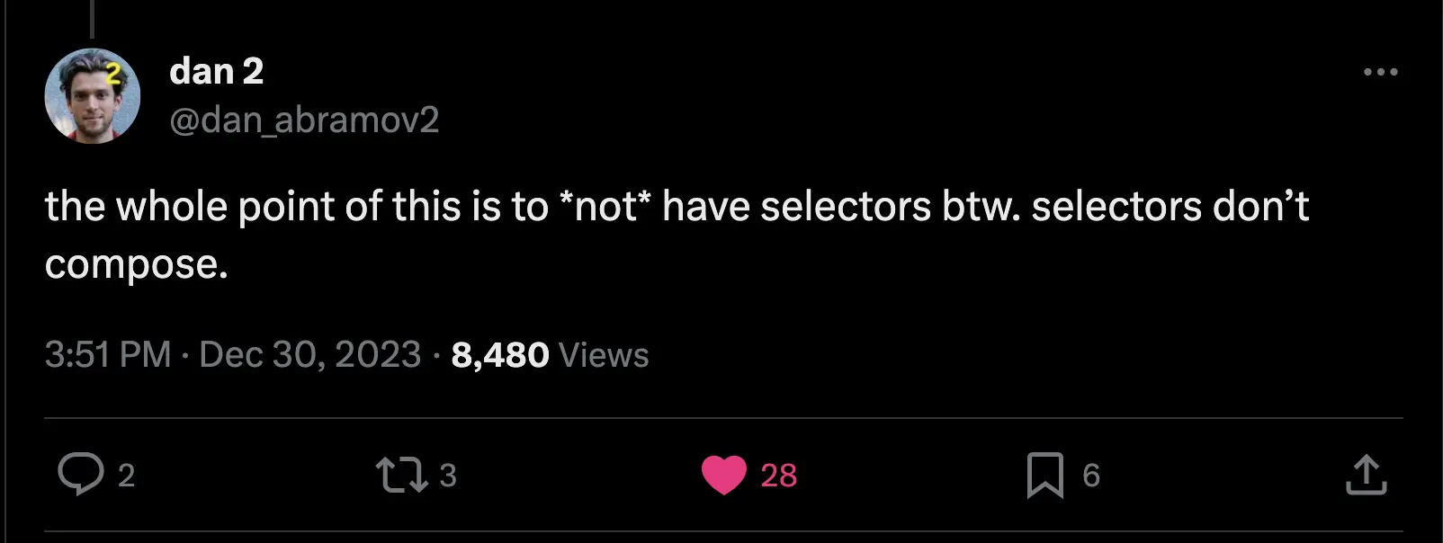 dans response to my useContextSelector example
