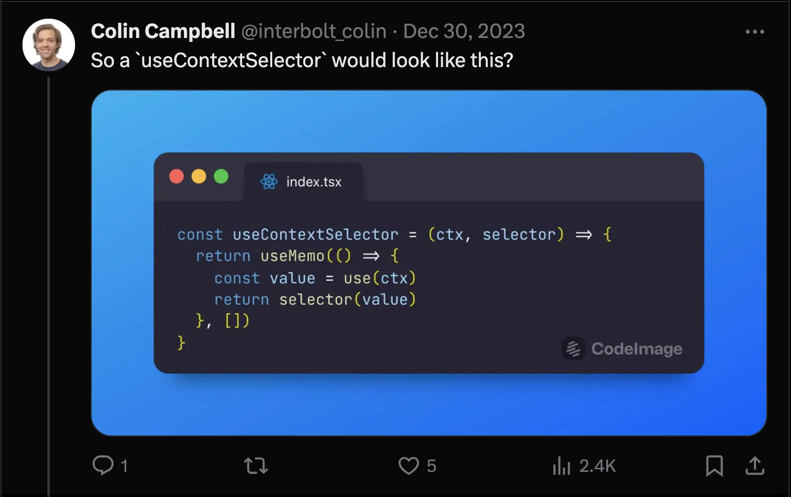 my response to the use/useMemo selector example