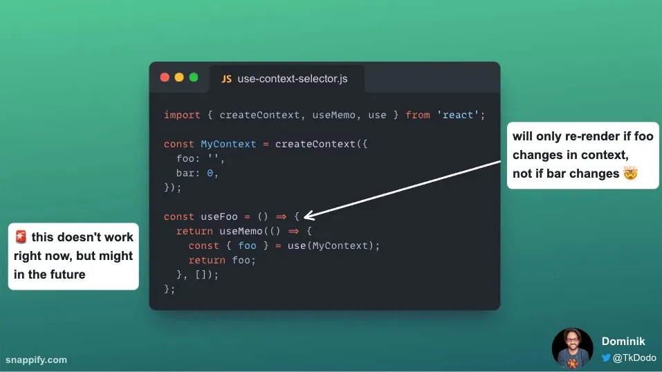 use and useMemo selector example from twitter